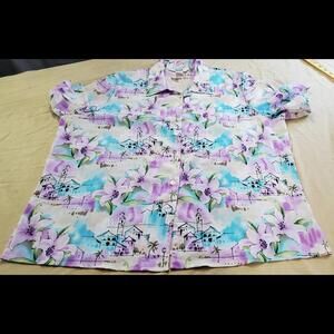 Stunning Alia Women's Floral Button-Up Shirt Size 18W